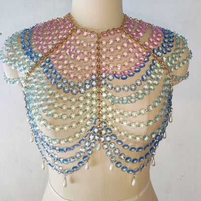 Halter beaded backless hollow out crop cut out top