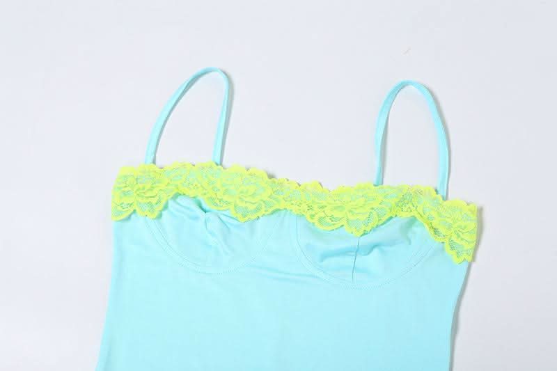 Lace hem backless cami maxi dress