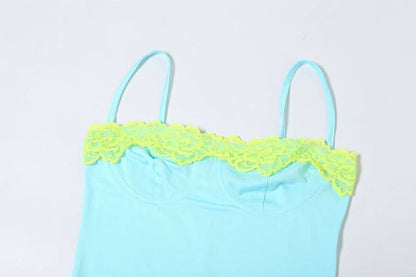 Lace hem backless cami maxi dress