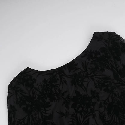 Round neck long sleeve self tie flower print maxi dress