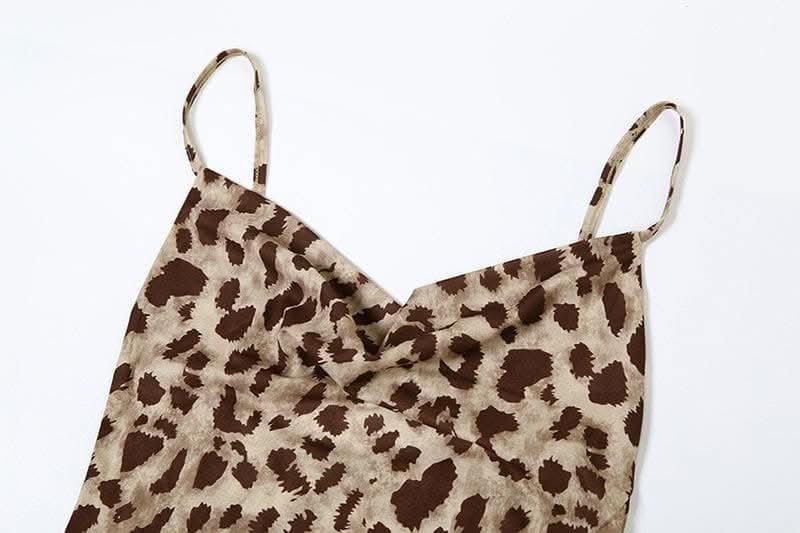 Leopard print cowl neck cami maxi dress-final-sale