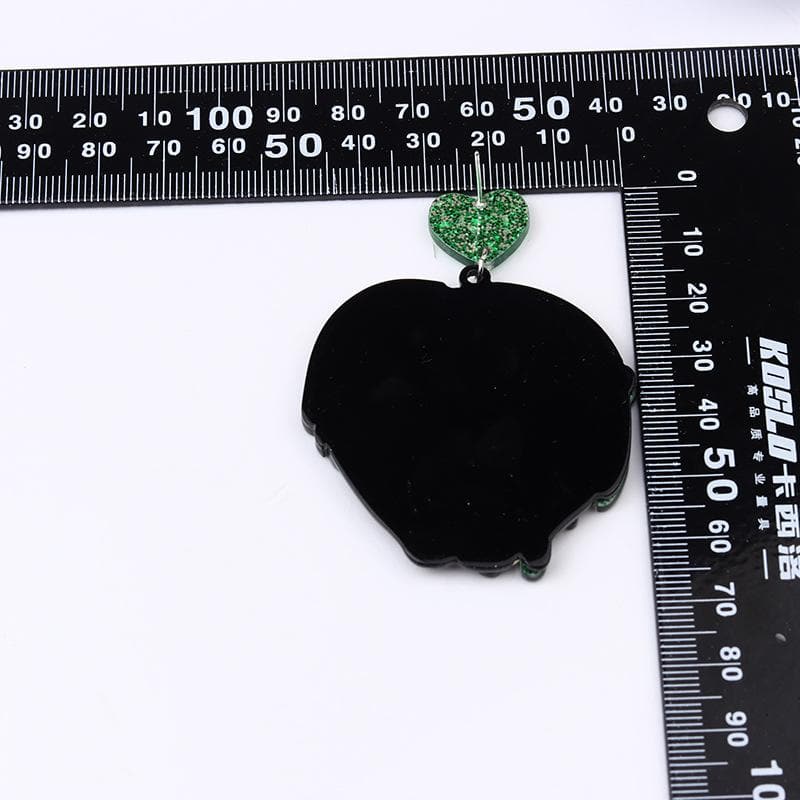 Skull shape contrast drop earrings