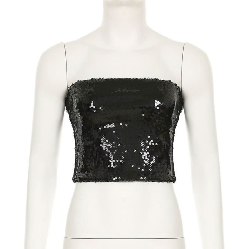 Glitter backless solid tube top
