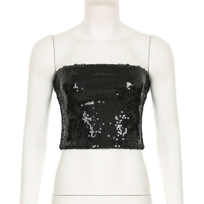 Glitter backless solid tube top