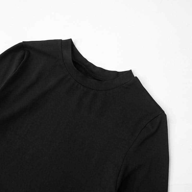 Long sleeve crewneck patchwork ruched maxi dress