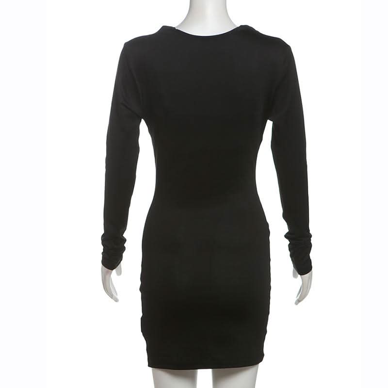 Cowl neck long sleeve 2 piece mini dress