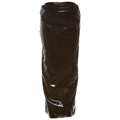 Slit PU leather zip-up brown maxi skirt