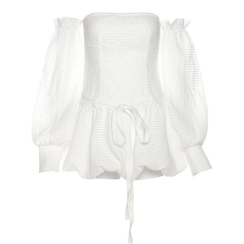 Backless self tie ruched textured gloves solid tube mini dress-final-sale