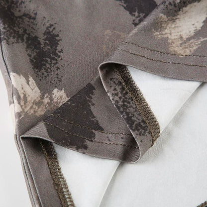 Ruched contrast print maxi skirt