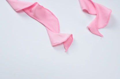 Flower applique ruffle high slit ruched tube skirt set-final-sale