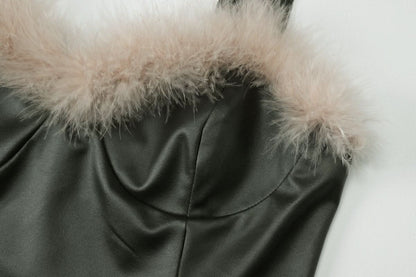 Sweetheart neck fluffy cami top