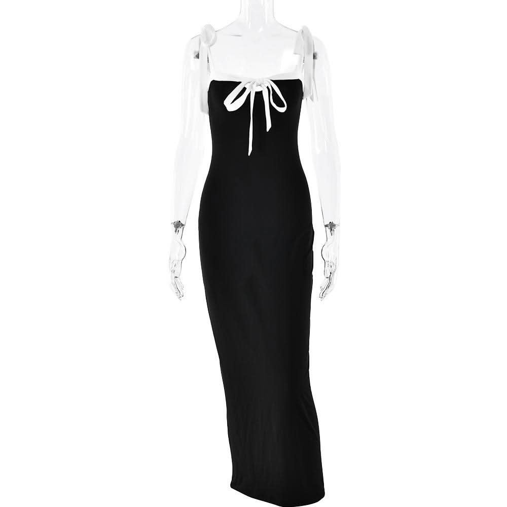 Backless self tie cami maxi dress