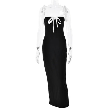 Backless self tie cami maxi dress