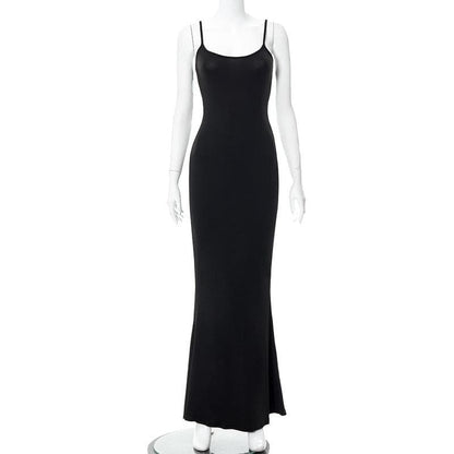 Spaghetti Strap Scoop Neck Mermaid Hem Bodycon Maxi Dress
