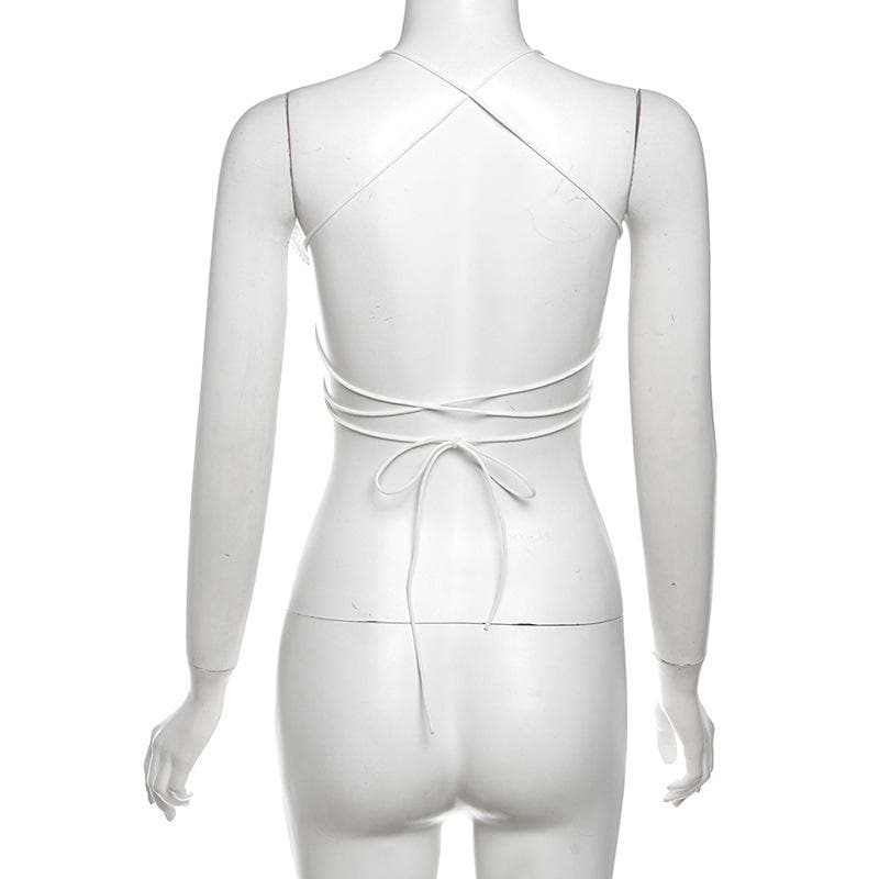 Butterfly embroidery cross back cami top