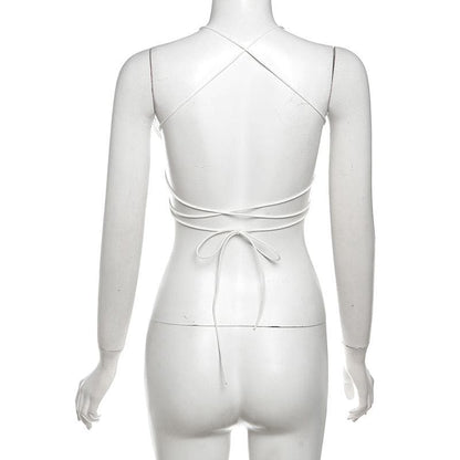 Butterfly embroidery cross back cami top