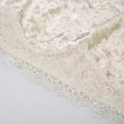 Velvet lace hem v neck backless cami top