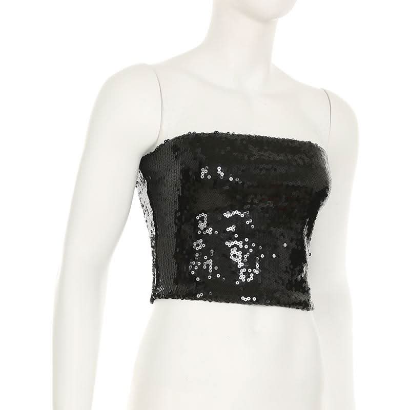 Glitter backless solid tube top