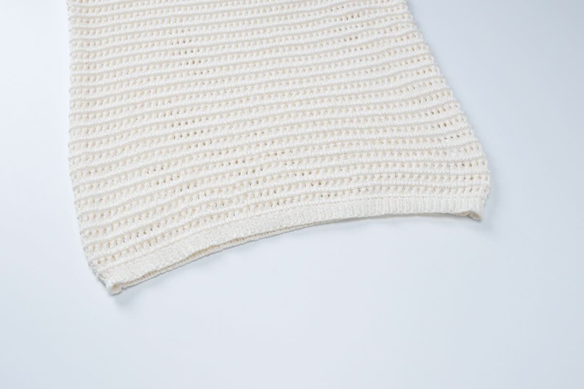 U neck backless knitted self tie cami maxi dress