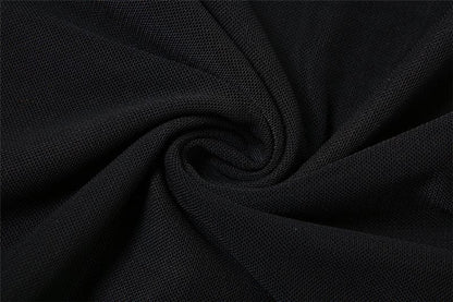 Halter cowl neck flower applique ruffle maxi dress