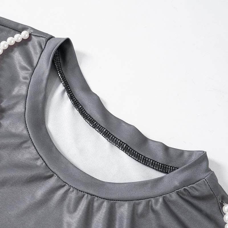 Short sleeve body print high slit maxi dress