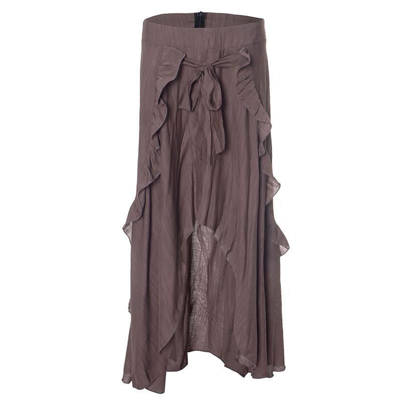 Ruffle knotted zip-up maxi skirt