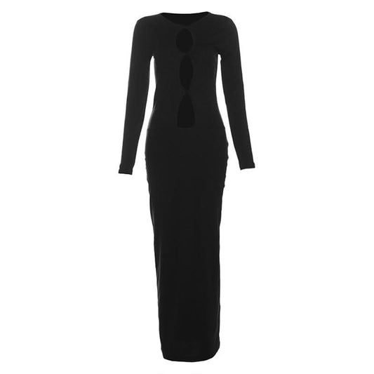 Long sleeve hollow out cut out maxi dress