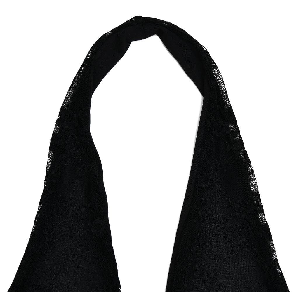 Halter lace patchwork v neck backless mini dress