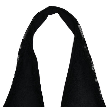 Halter lace patchwork v neck backless mini dress