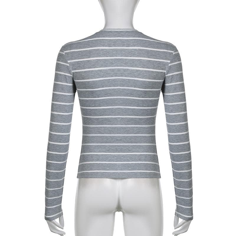 Long sleeve crewneck striped print top