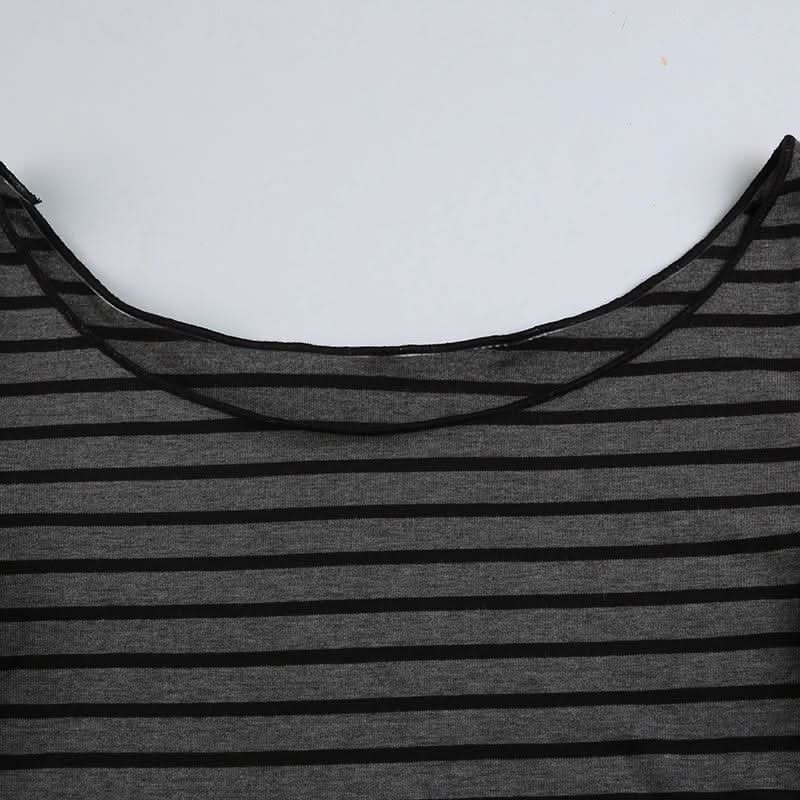 Long sleeve off shoulder striped top
