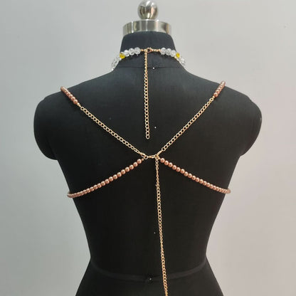 Halter beaded hollow out cut out top