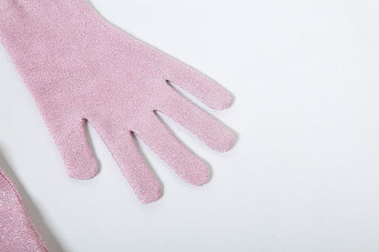 Gloves flower applique mesh patchwork ruched tube mini dress-final-sale