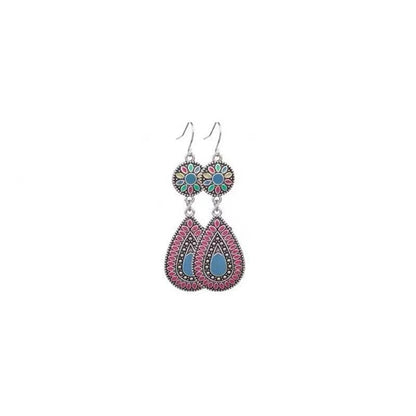 Pendant layered chain drop earrings