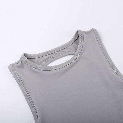 Crewneck ruched backless solid mini skirt set