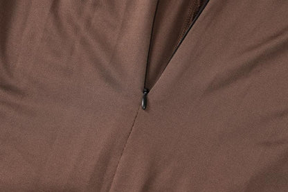 Long sleeve zip-up high neck solid flared jumpsuit