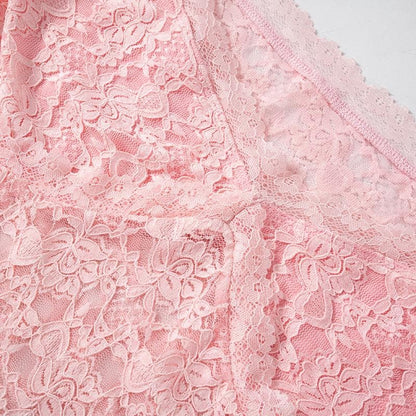Long flared sleeve off shoulder lace see through mini dress