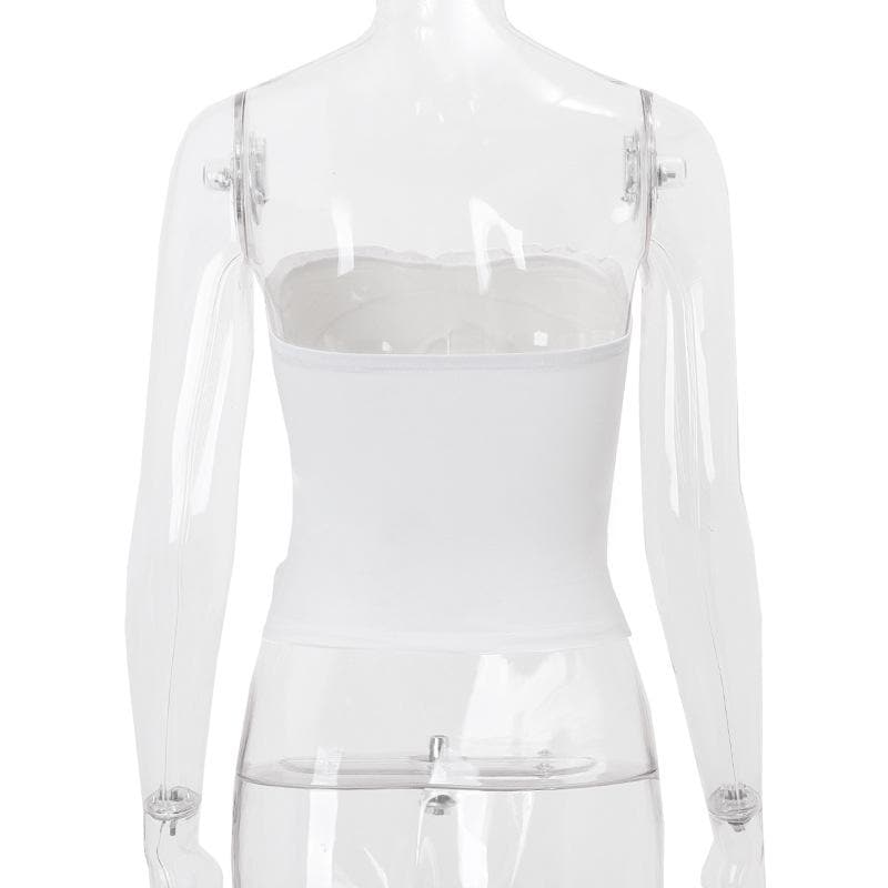 Flower applique ruffle ruched solid tube top