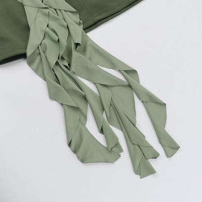 Flower applique ruffle zip-up tube mini dress