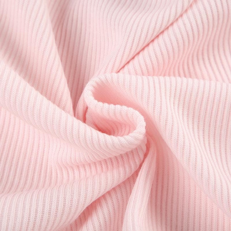 Short puff sleeve off shoulder halter ribbed top