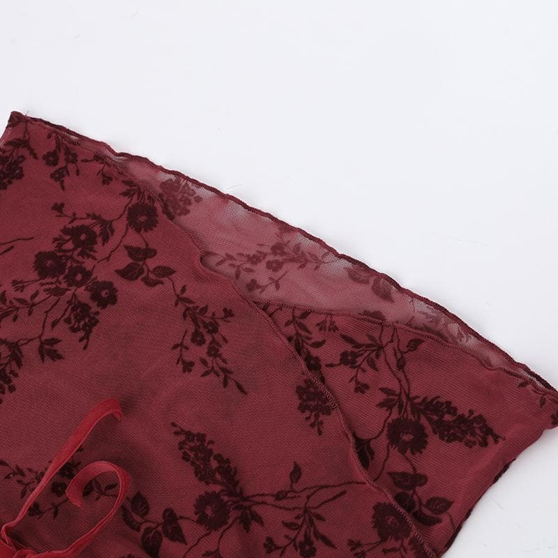 Flared sleeve off shoulder flower pattern top