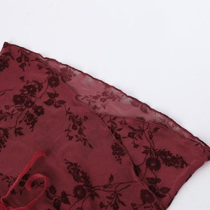 Flared sleeve off shoulder flower pattern top