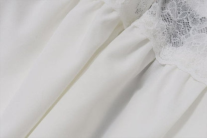 Smocked ruched lace patchwork tube midi dress