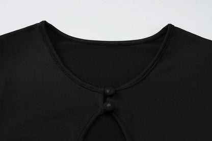 Long sleeve hollow out bowknot pant set