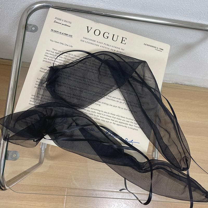 Sheer mesh ribbon contrast socks