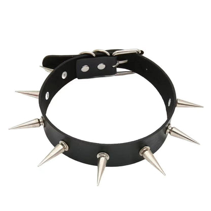 PU leather rivet o ring metal chain necklace