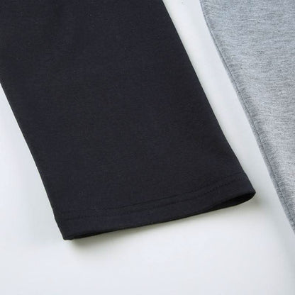 long sleeve "NEW YORK" print contrast top