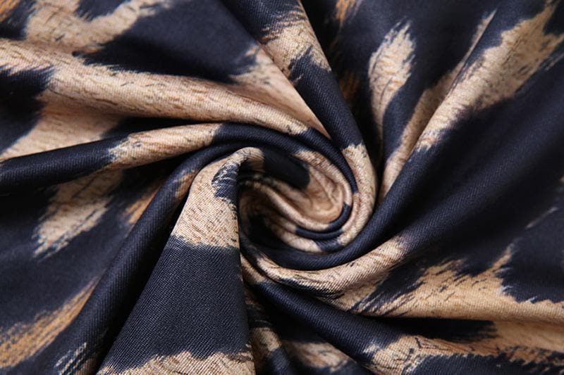 Leopard print halter ruched backless maxi skirt set-final-sale