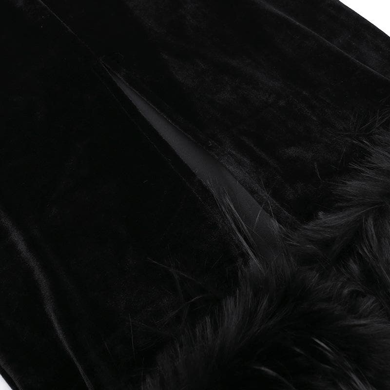 Mesh High Neck Velvet Corset Feather Trim Midi Dress