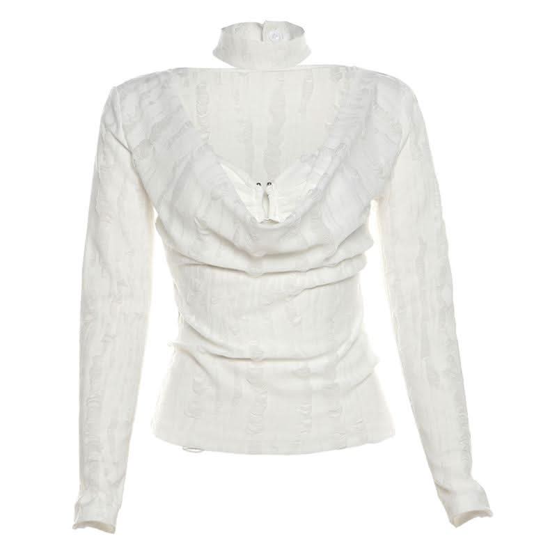 Long sleeve cowl neck solid 2 piece top